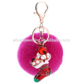 Poms del pom de la piel de las decoraciones del regalo de la Navidad / keychain de la bola de la piel del conejo / poms al por mayor del pom de la piel